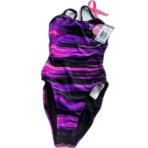 TYR Clueb7y  Lumen CutoutFit One Piece Swimsuit Pink Black Size 22.